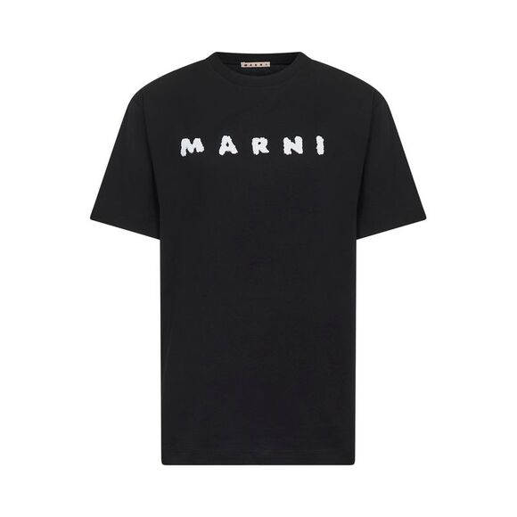 Marni Women Black Jersey Marni Scribbled Logo T-Shirt